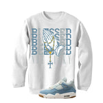 Air Jordan 4 Denim Worn Blue White T-Shirt (Blessed not lucky)| illcurrency