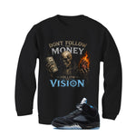 Air Jordan 5 Black/University Blue Matching T-Shirt Black T-Shirt (Dont follow the money)| illcurrency