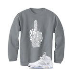 Air Jordan 5 OG White Metallic Matching T-Shirt, Sweatshirts & Hoodies Grey T-Shirt (Middle Finger)| illcurrency