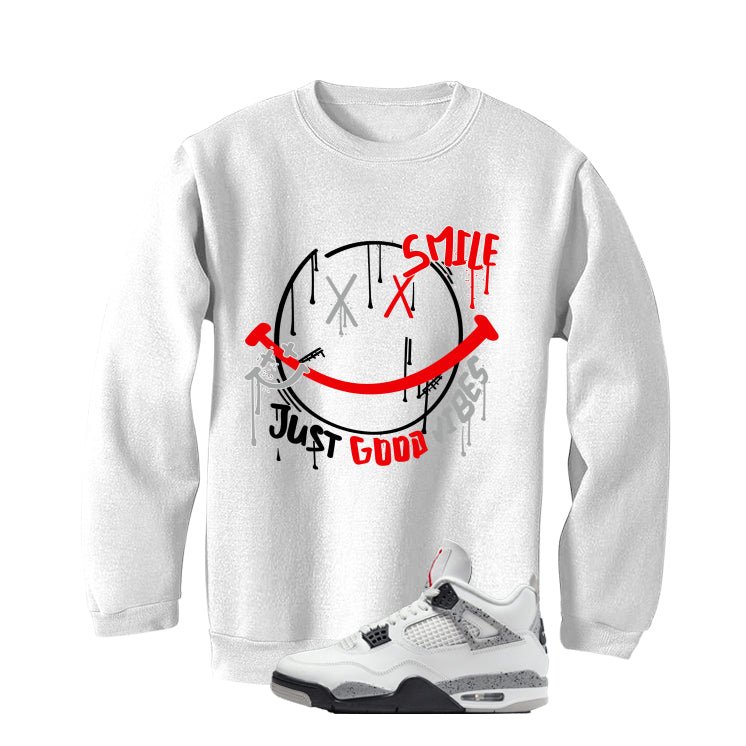 Air Jordan 4 White Cement White T-Shirt (Smile)| illcurrency