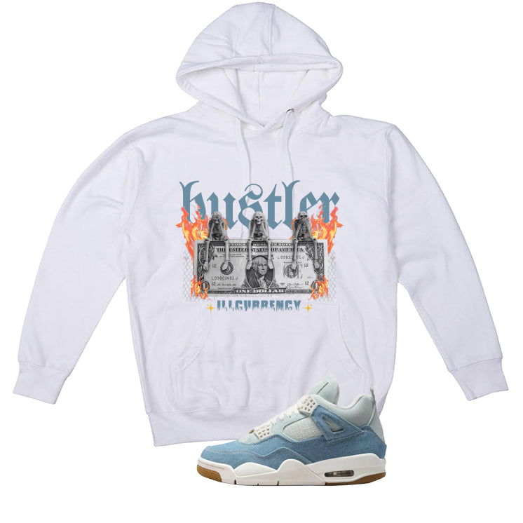 Air Jordan 4 Denim Worn Blue White T-Shirt (See No Evil Hustler)| illcurrency