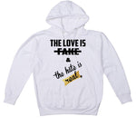 Air Jordan 11 Gratitude | ILLCURRENCY White T-Shirt (Love is Fake)