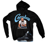 Air Jordan 5 Black/University Blue Matching T-Shirt Black T-Shirt (Crenshaw)| illcurrency