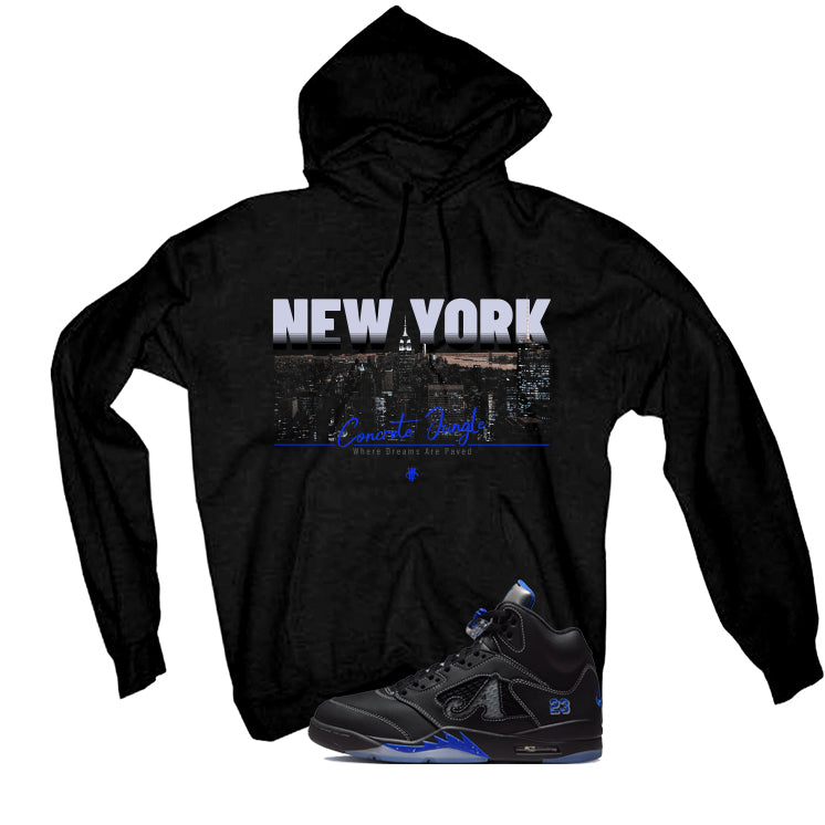 Awake NY x Air Jordan 5 Racer Blue Black T-Shirt (Concrete Jungle)| illcurrency