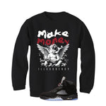 Air Jordan 5 Black Metallic Reimagined Black T-Shirt (Make Money)| illcurrency