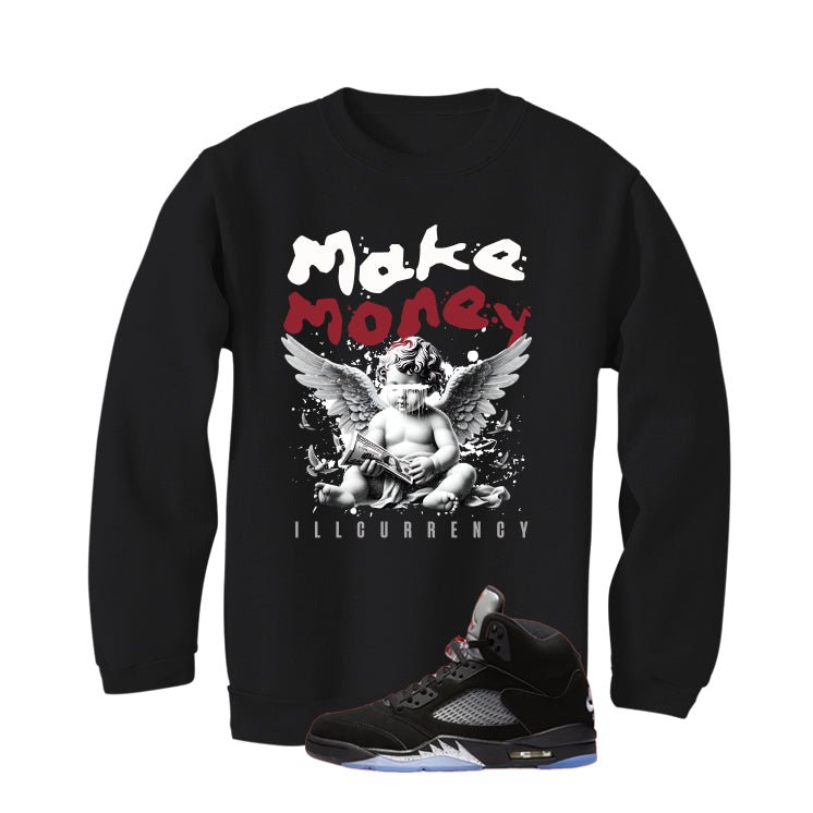 Air Jordan 5 Black Metallic Reimagined Black T-Shirt (Make Money)| illcurrency