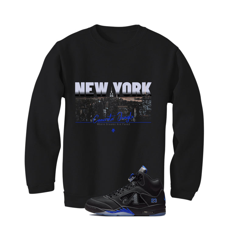 Awake NY x Air Jordan 5 Racer Blue Black T-Shirt (Concrete Jungle)| illcurrency