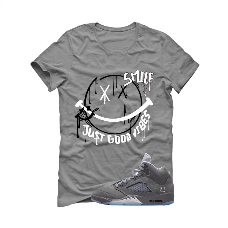 Air Jordan 5 Wolf Grey Matching T-Shirt, Sweatshirts & Hoodies Grey T-Shirt (Smile)| illcurrency
