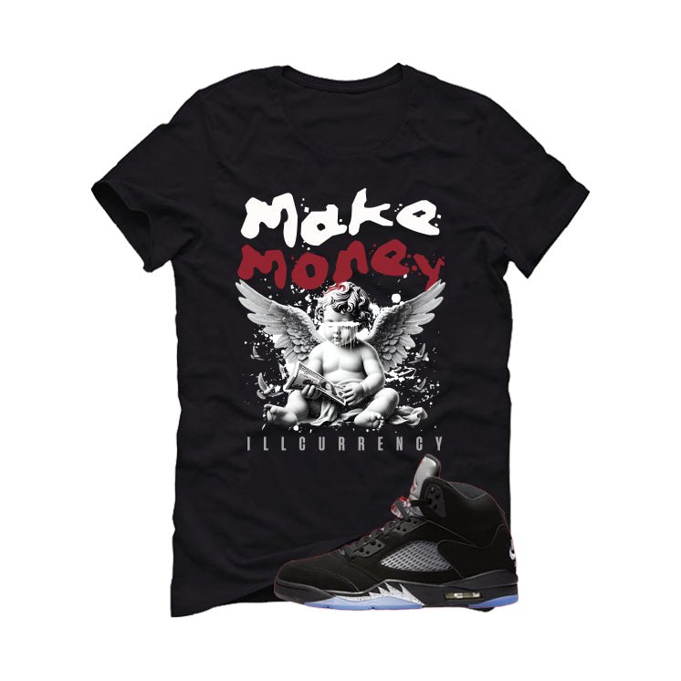 Air Jordan 5 Black Metallic Reimagined Black T-Shirt (Make Money)| illcurrency