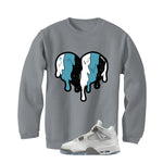 Air Jordan 4 GS Blue Chill Matching T-Shirt, Sweatshirts & Hoodies Grey T-Shirt (Heart)| illcurrency