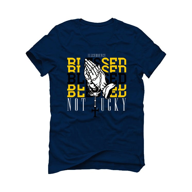 Nike Dunk Low “Michigan” | illcurrency Navy Blue T-Shirt (Blessed not lucky)