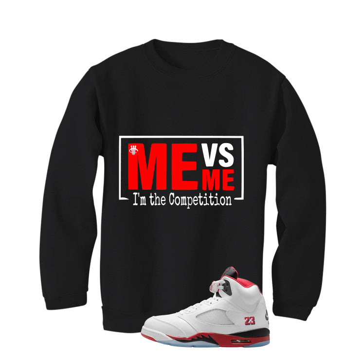 Air Jordan 5 Fire Red Black Tongue Black T-Shirt (Me Vs Me)| illcurrency