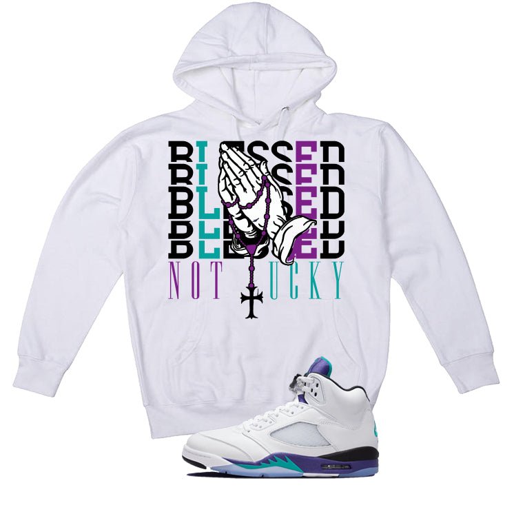 Air Jordan 5 OG Grape White T-Shirt (Blessed not lucky)| illcurrency