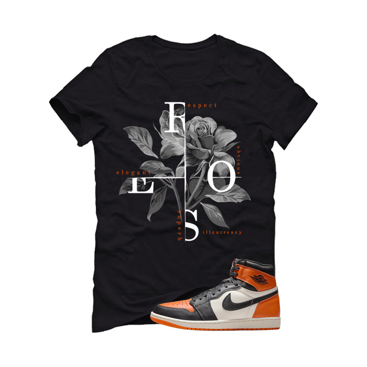 Air Jordan 1 High OG Shattered Backboard Black T-Shirt (Roses)| illcurrency