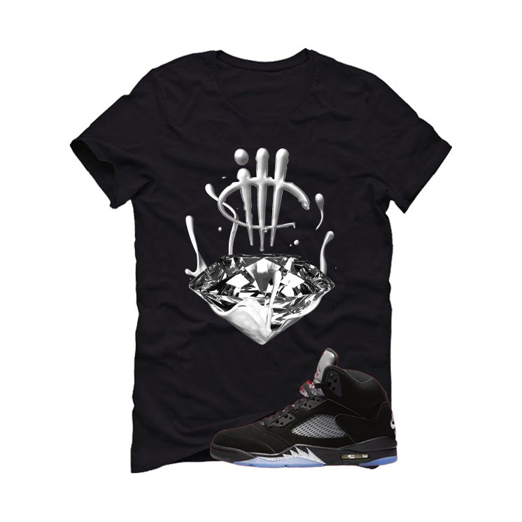 Air Jordan 5 Black Metallic Reimagined Black T-Shirt (Drip)| illcurrency