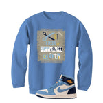 Air Jordan 1 High OG WMNS First in Flight Carolina Blue T-Shirt (Cut from a different cloth)| illcurrency