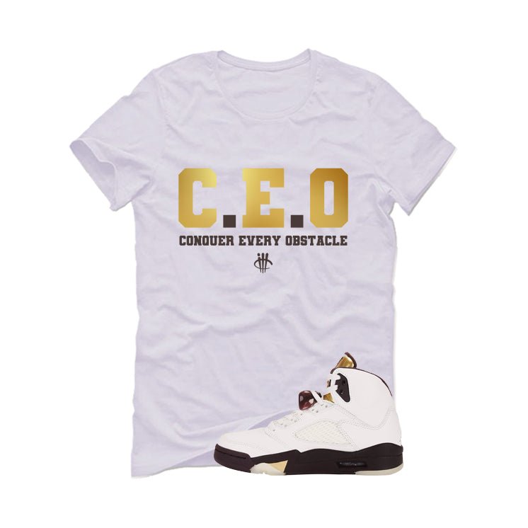 Air Jordan 5 Earth/Metallic Gold White T-Shirt (CEO)| illcurrency