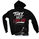 Air Jordan 5 Black Metallic Reimagined Black T-Shirt (They not like us)| illcurrency