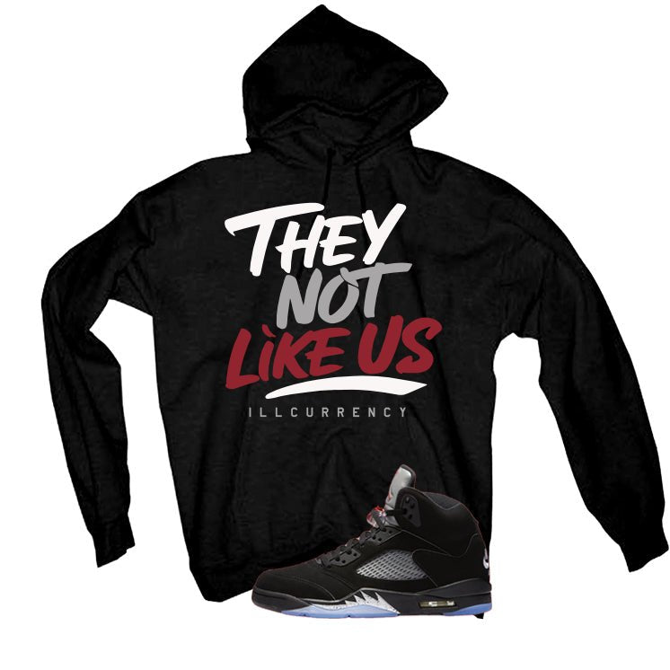 Air Jordan 5 Black Metallic Reimagined Black T-Shirt (They not like us)| illcurrency