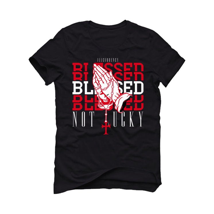 Air Jordan 8 “Playoffs” Black T-Shirt (Blessed not lucky)