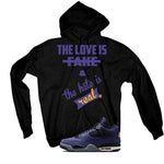 Air Jordan 4 OG Lakers Matching T-Shirt, Sweatshirts & Hoodies Black T-Shirt (The Love is fake)| illcurrency