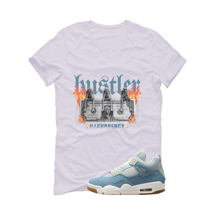 Air Jordan 4 Denim Worn Blue White T-Shirt (See No Evil Hustler)| illcurrency