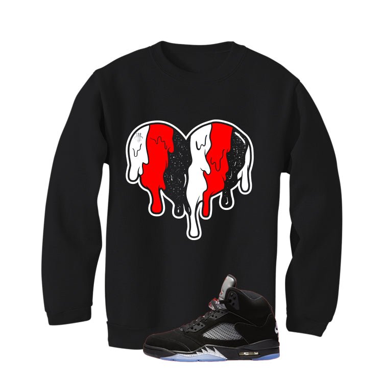 Air Jordan 5 Black Metallic Reimagined Black T-Shirt (Heart)| illcurrency