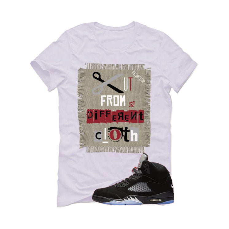 Air Jordan 5 Black Metallic Reimagined White T-Shirt (Cut from a different cloth)| illcurrency
