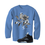 Air Jordan 5 Black/University Blue Matching T-Shirt Carolina Blue T-Shirt (Roses)| illcurrency