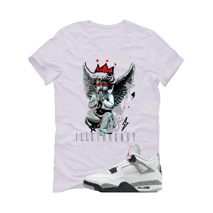 Air Jordan 4 White Cement White T-Shirt (Graffiti Angel)| illcurrency
