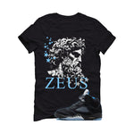 Air Jordan 5 Black/University Blue Matching T-Shirt Black T-Shirt (Zeus)| illcurrency