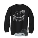 Air Jordan 12 Black/Wolf Grey Black T-Shirt (Smile)| illcurrency
