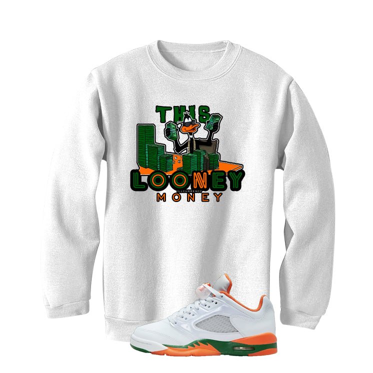 Air Jordan 5 GS Miami Hurricanes White T-Shirt (Looney Money)| illcurrency
