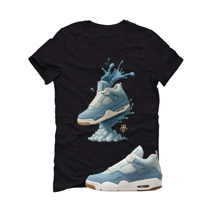 Air Jordan 4 Denim Worn Blue Black T-Shirt (Splash Shoe)| illcurrency