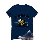 Air Jordan 13 Flint Navy Blue T-Shirt (Cream)| illcurrency