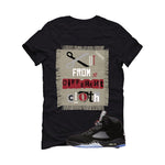 Air Jordan 5 Black Metallic Reimagined Black T-Shirt (Cut from a different cloth)| illcurrency