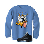 Air Jordan 5 Black/University Blue Matching T-Shirt Carolina Blue T-Shirt (Ducked)| illcurrency