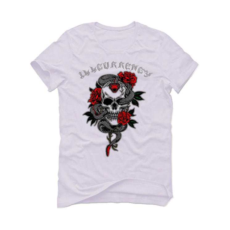 Air Jordan 13 Wolf Grey - White T-Shirt (Snake skeleton rose)