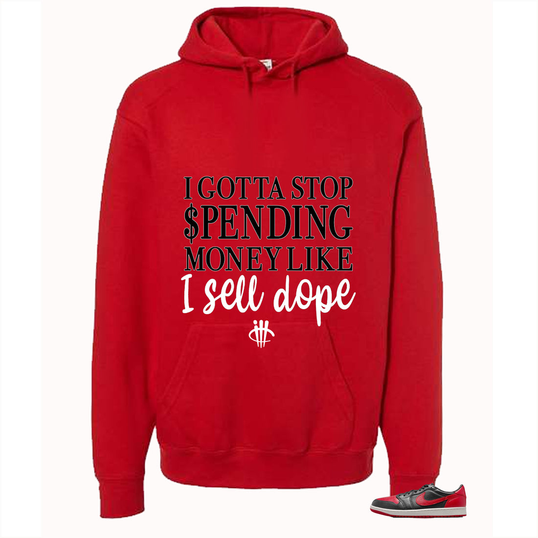 Air Jordan 1 Low OG Banned Matching T-Shirt, Sweatshirts & Hoodies Red T-Shirt (Gotta Stop Spending Money)| illcurrency