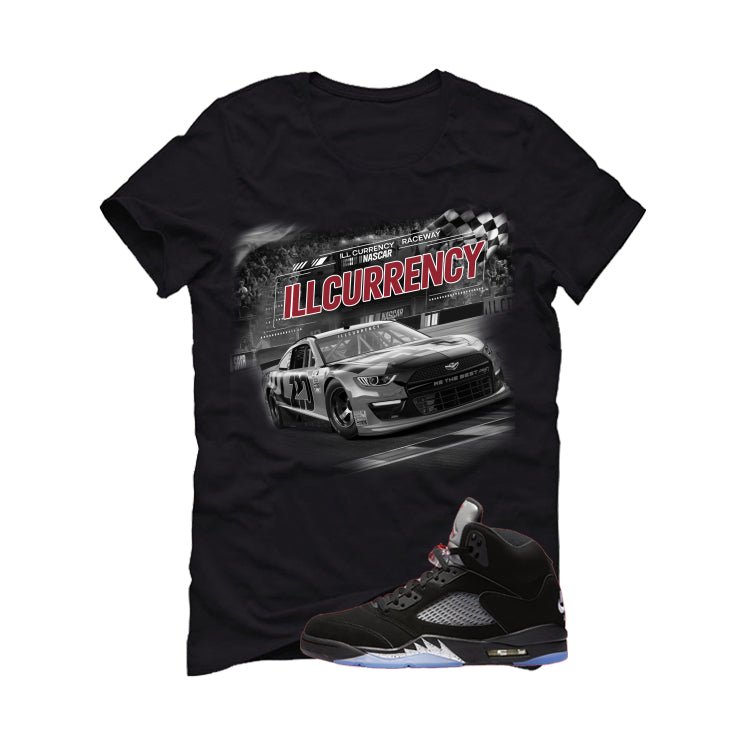 Air Jordan 5 Black Metallic Reimagined Black T-Shirt (Raceway)| illcurrency