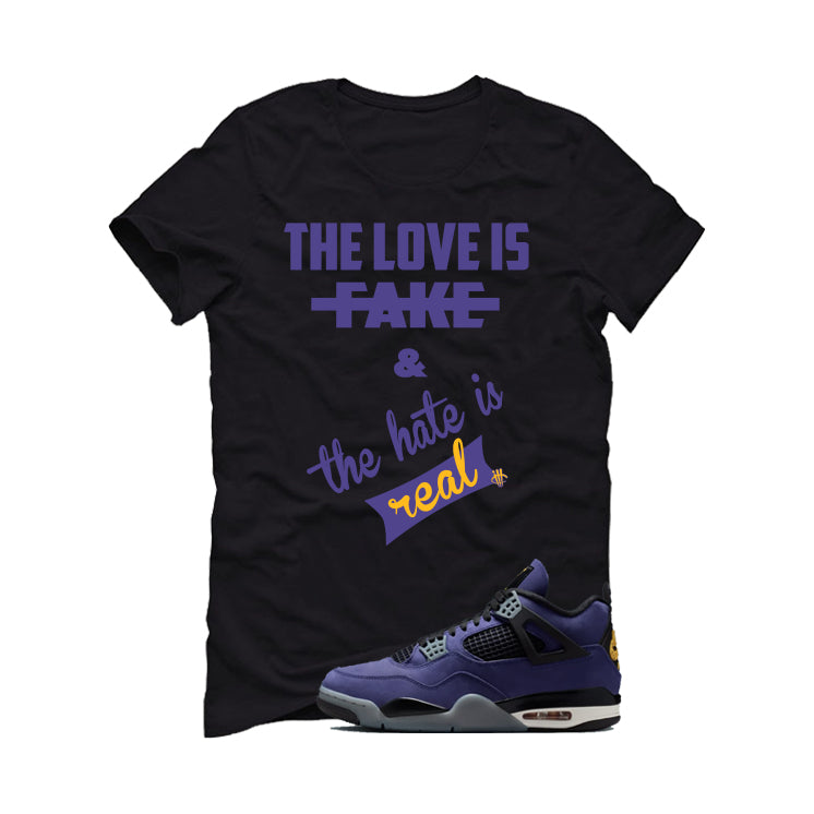 Air Jordan 4 OG Lakers Matching T-Shirt, Sweatshirts & Hoodies Black T-Shirt (The Love is fake)| illcurrency