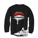 Air Jordan 4 White Cement Black T-Shirt (Lips)| illcurrency