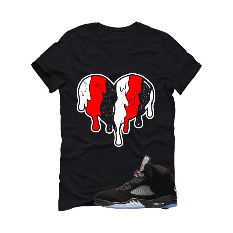 Air Jordan 5 Black Metallic Reimagined Black T-Shirt (Heart)| illcurrency