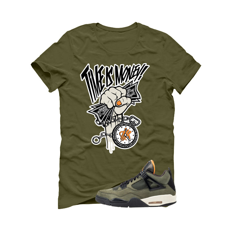 Undefeated x Air Jordan 4 Military Green T-Shirt (Time Is Money)| illcurrency