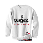 Air Jordan 5 Fire Red Black Tongue White T-Shirt (Friends)| illcurrency