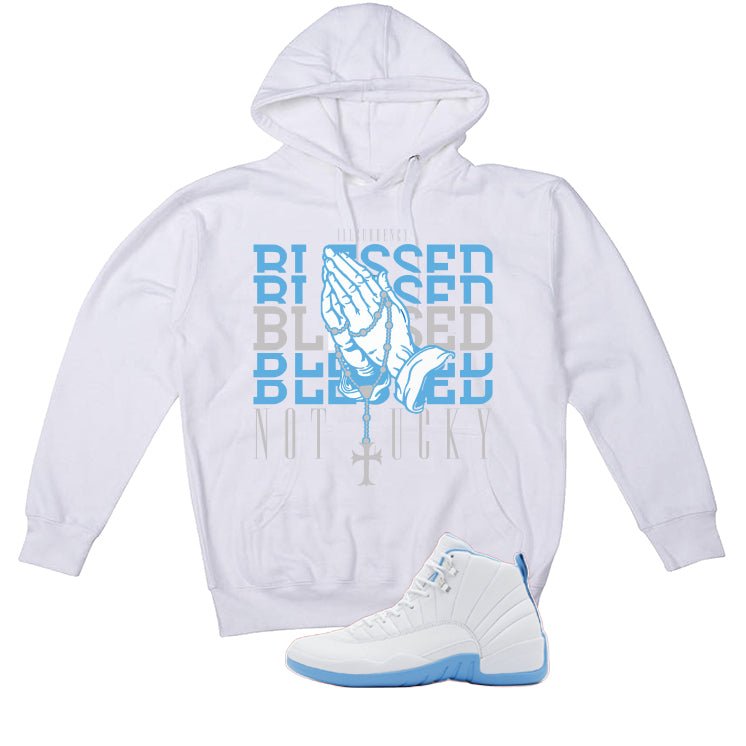 Air Jordan 12 Melo White T-Shirt (Blessed not lucky)| illcurrency