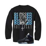 Air Jordan 5 Black/University Blue Matching T-Shirt Black T-Shirt (Blessed not lucky)| illcurrency
