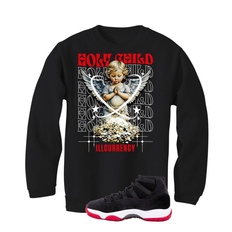 Air Jordan 11 Bred Velvet Black T-Shirt (Holy Child)| illcurrency