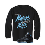 Air Jordan 5 Black/University Blue Matching T-Shirt Black T-Shirt (Haters gonna hate)| illcurrency