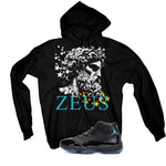 Air Jordan 11 Gamma Blue Matching T-Shirt, Sweatshirts & Hoodies Black T-Shirt (Zeus)| illcurrency